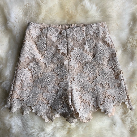 Foxiedox Sandstone Floral Lace High Waist Shorts M - Picture 2 of 6